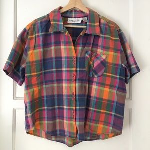Vintage Madras Plaid Boxy Top
